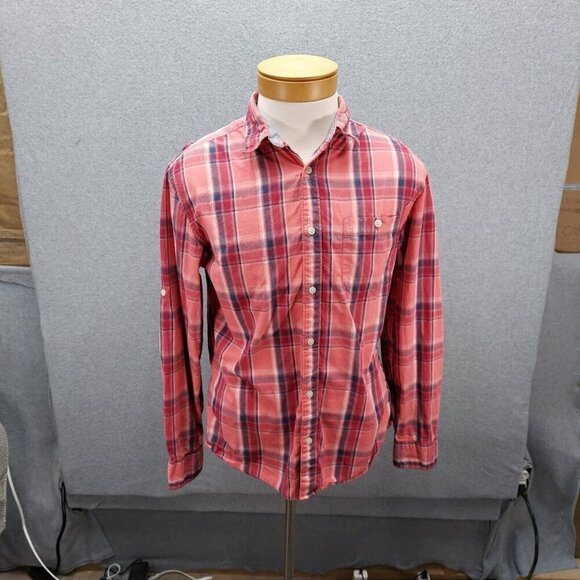 Urban Pipeline Mens Pink Plaid Long Sleeve Shirt Size Medium  Surf Old School - Picture 1 of 9